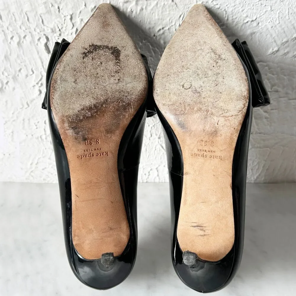 Kate Spade Twist Bow Pumps Women's 8.5 Black Patent Leather Strudel 3